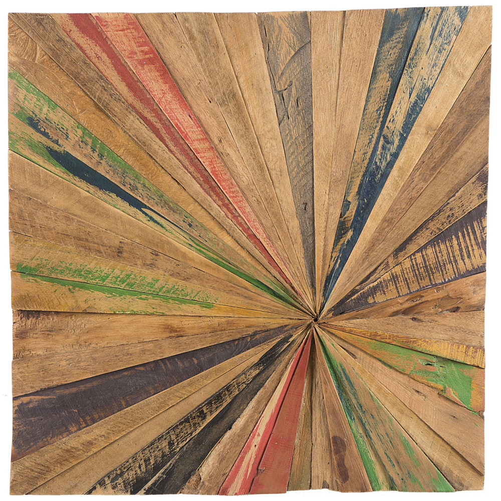 foto del prodotto decorazione da parete in legno di teak multicolore 70 x 70 cm quadrato rustico