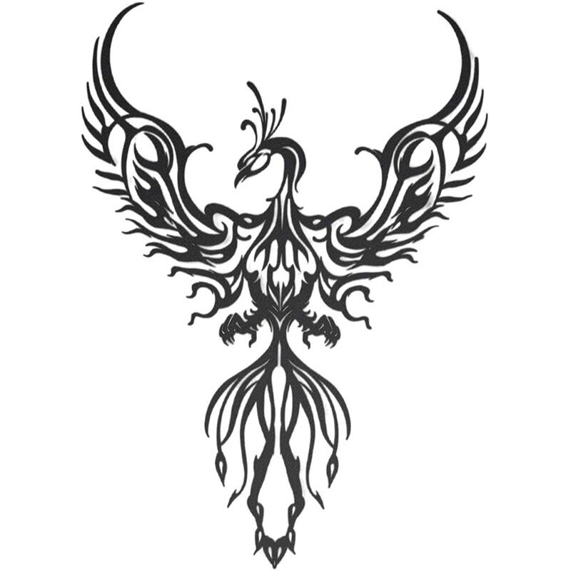 foto del prodotto decorazione da parete in metallo fenice 2130cm, scultura da parete in ferro nero fenice, scultura da appendere, scultura di uccello moderna sollbry