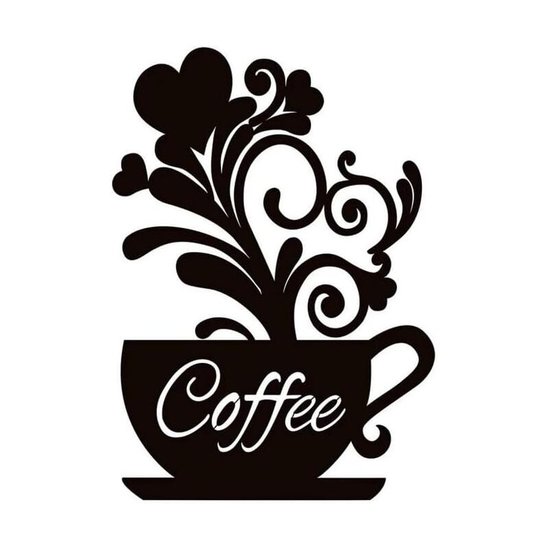 foto del prodotto decorazione da parete in metallo silhouette di tazza da caff targa in metallo appesa per sala da pranzo cucina bar taglieri neri