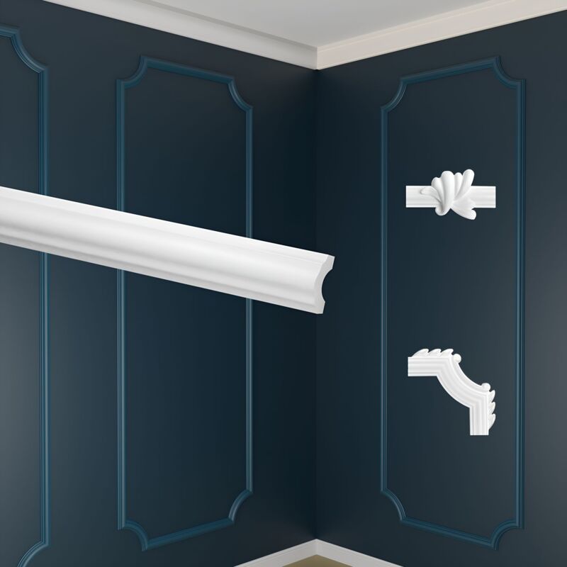foto del prodotto decorazione da parete in polistirolo bianco cornici e segmenti per pareti 10 meter 5 leisten de , flachleiste e 18 de marbet design