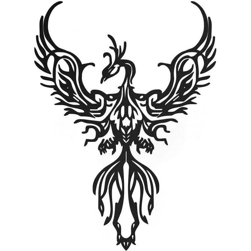 foto del prodotto decorazione da parete phoenix decorazione da parete in metallo phoenix, scultura da parete in ferro nero, uccello volgare moderno lablanc