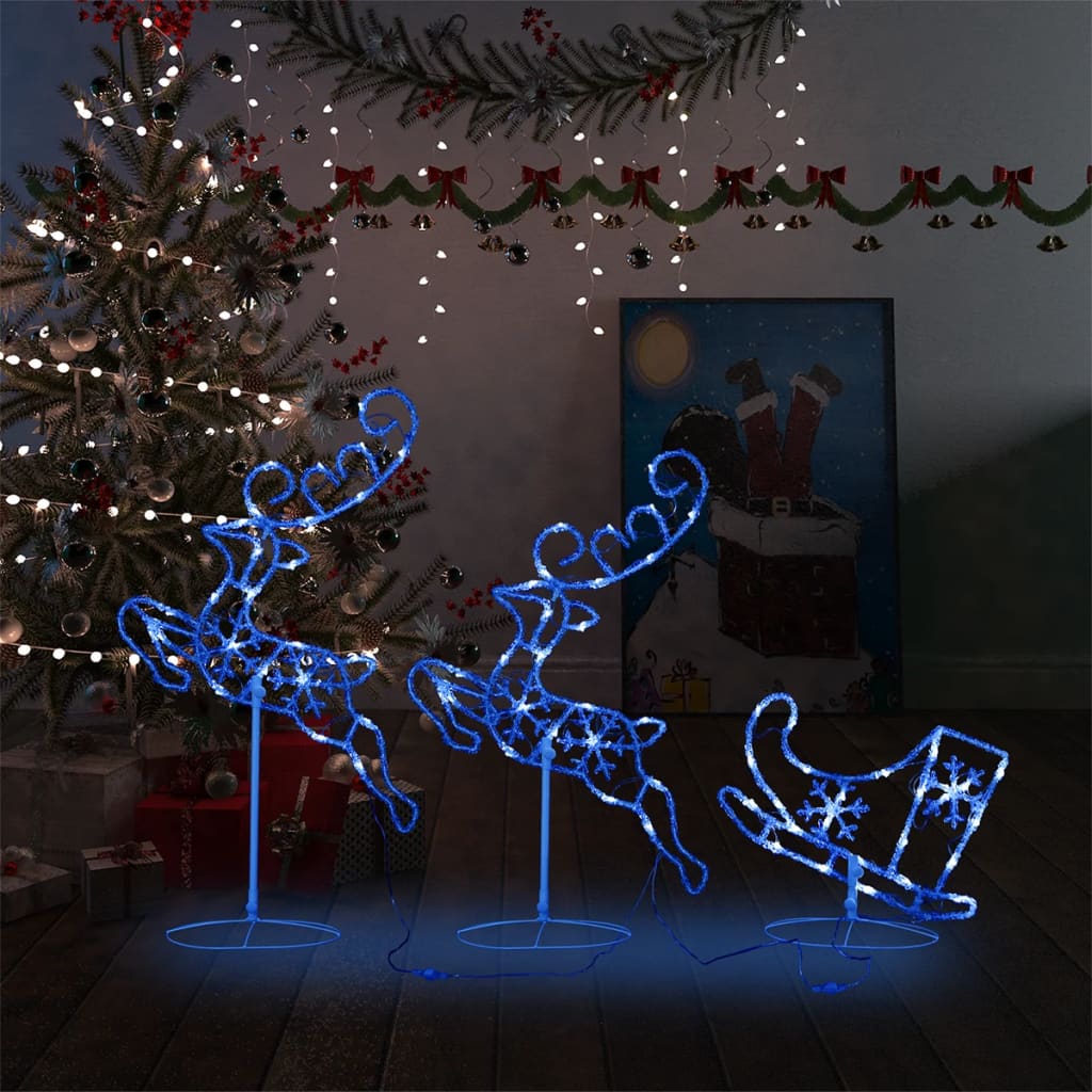 foto del prodotto decorazione di natale slitta renne in acrilico 260x21x87cm blu