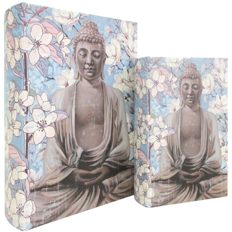 foto del prodotto decorazione di scatole di libri buddha book 2 unit box blue book 7x18x27cm 29550 signes grimalt