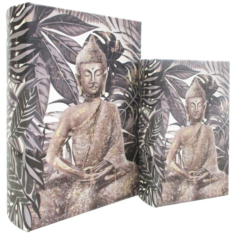 foto del prodotto decorazione di scatole di libri buddha book 2 unit boxes book grey 7x18x27cm 29549 signes grimalt