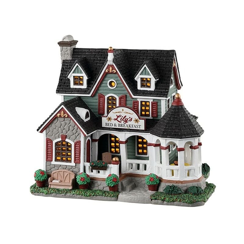 foto del prodotto decorazione lily s bed breakfast per villaggio di natale e presepe, in porcellana da h 14,5 cm