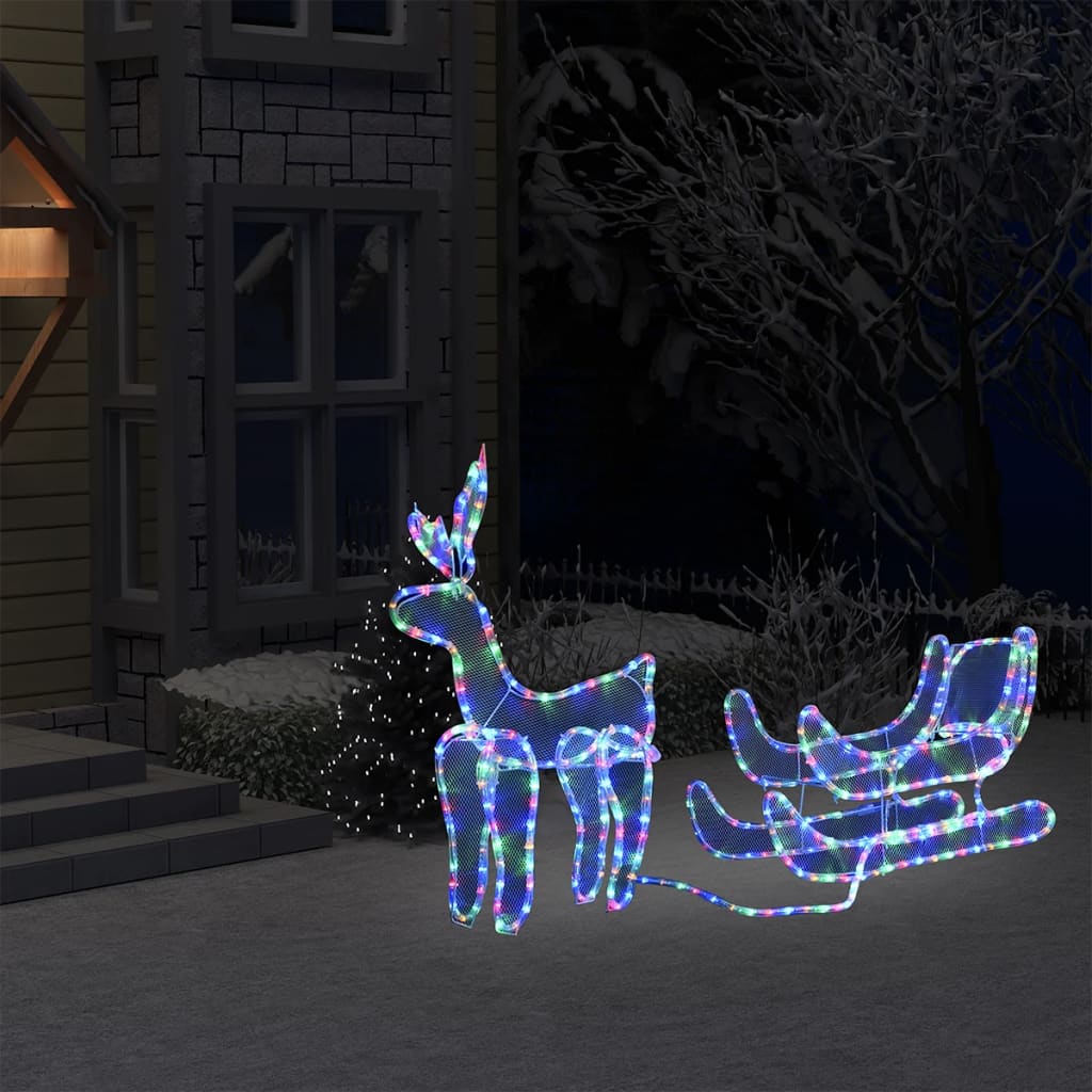 foto del prodotto decorazione luminosa natalizia slitta e renna con rete 432 led cod mxl 53360