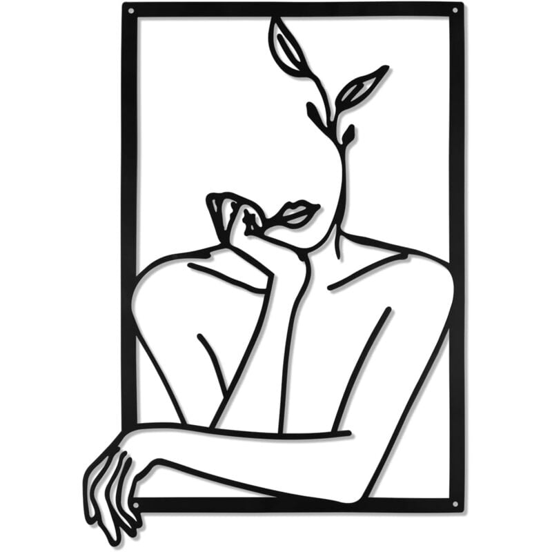 foto del prodotto decorazione murale in acrilico nero, arte murale minimalista, decorazione moderna astratta del corpo femminile, arte murale a linea singola per