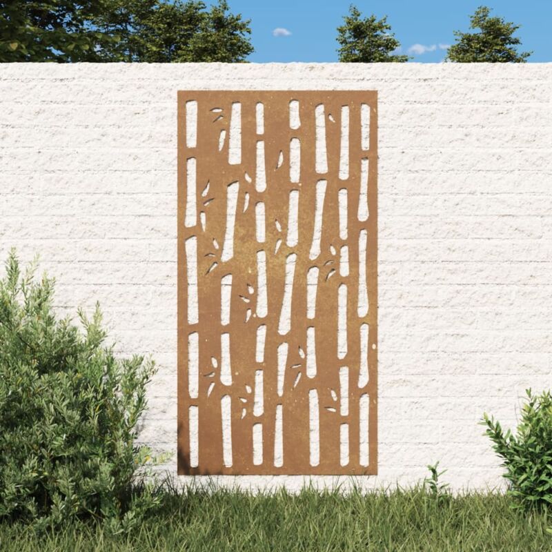 foto del prodotto decorazione muro da giardino 105x55 cm bamb in acciaio corten vidaxl