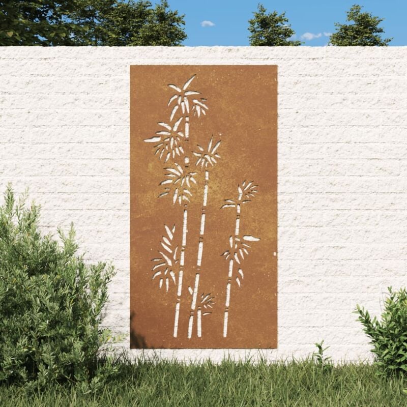 foto del prodotto decorazione muro da giardino 105x55 cm bamb in acciaio corten vidaxl