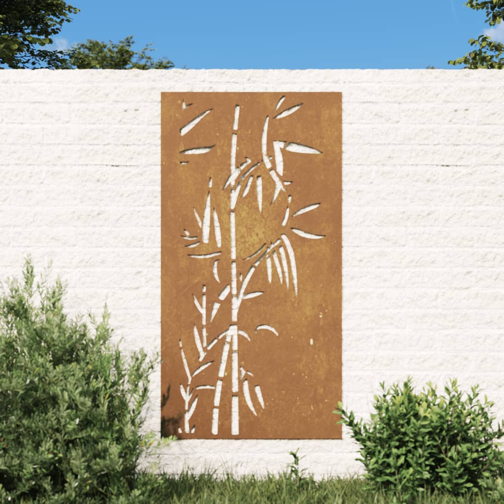 foto del prodotto decorazione muro da giardino 105x55 cm bamb in acciaio corten vidaxl