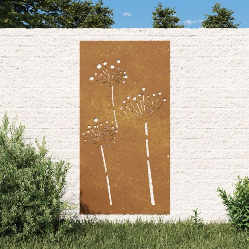foto del prodotto decorazione muro da giardino 105x55 cm fiore in acciaio corten vidaxl