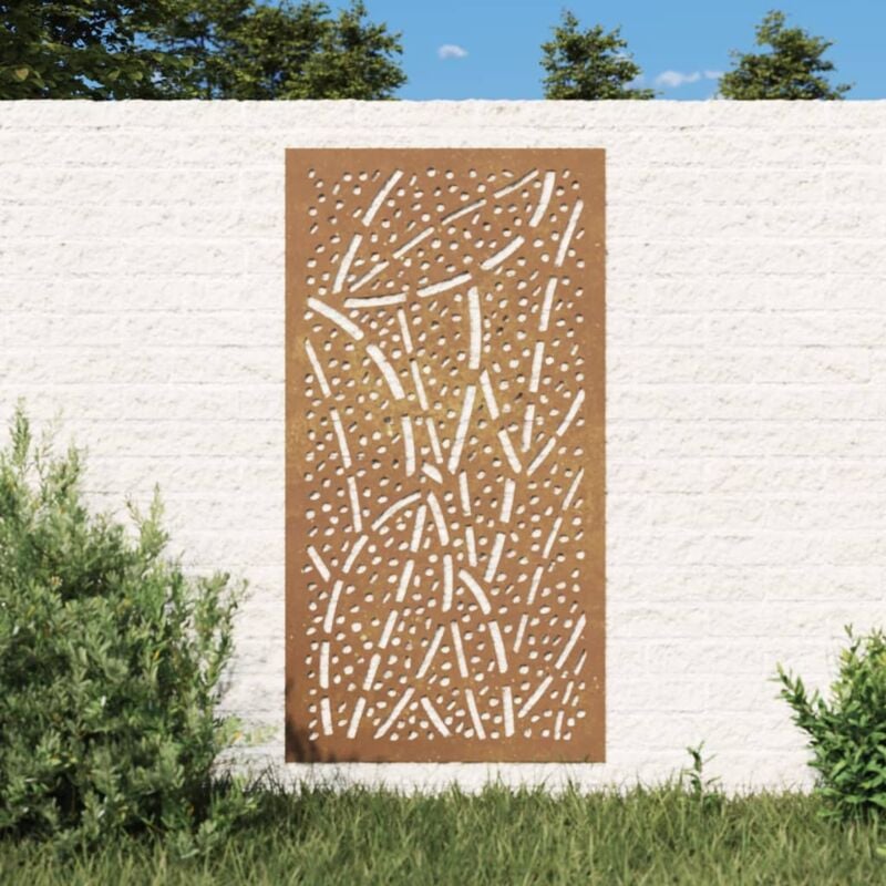 foto del prodotto decorazione muro da giardino 105x55 cm foglia acciaio corten vidaxl