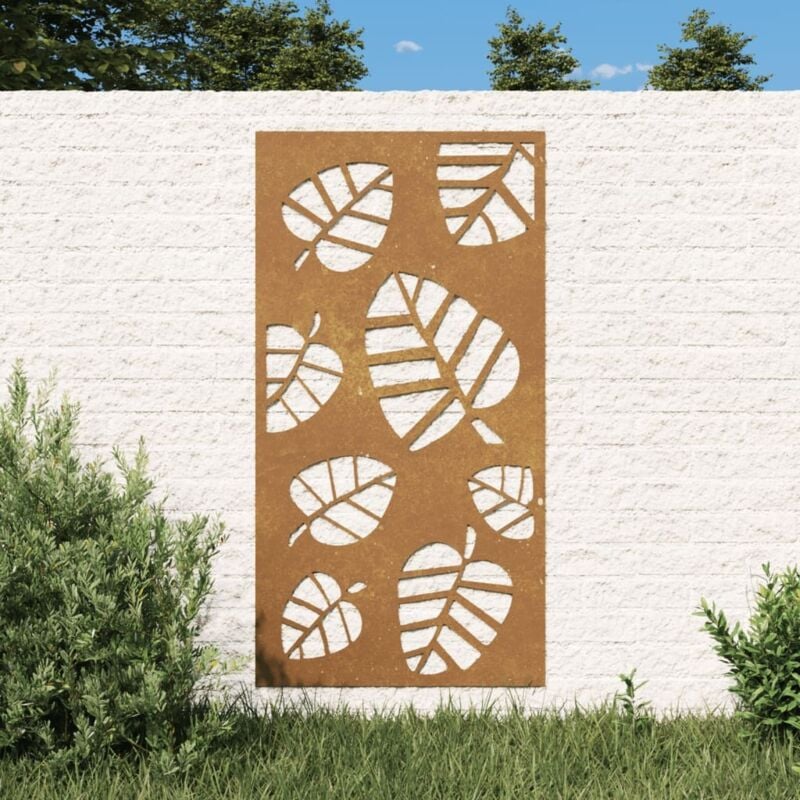 foto del prodotto decorazione muro da giardino 105x55 cm foglia acciaio corten - vidaxl