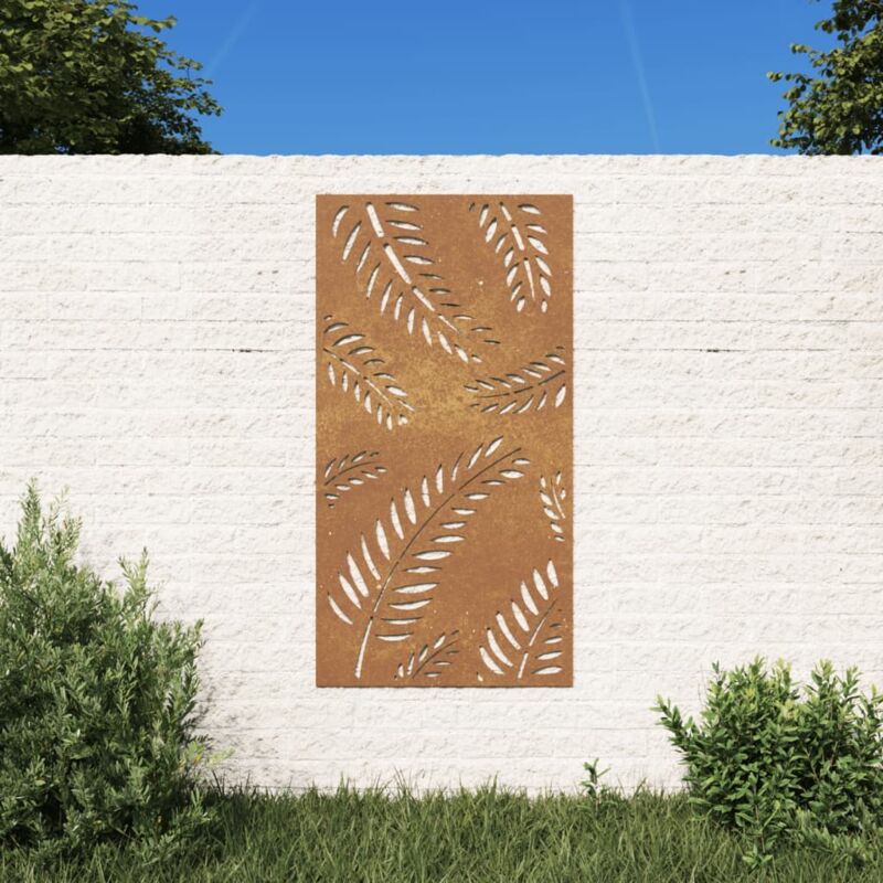 foto del prodotto decorazione muro da giardino 105x55 cm foglia acciaio corten vidaxl