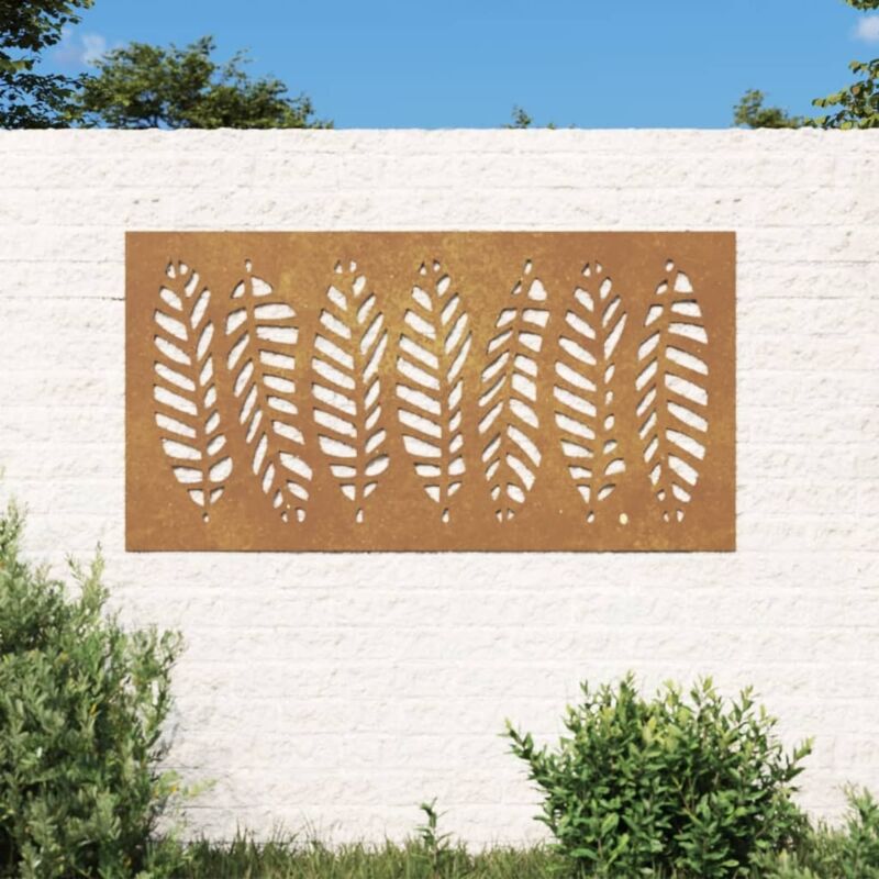 foto del prodotto decorazione muro da giardino 105x55 cm foglia acciaio corten vidaxl