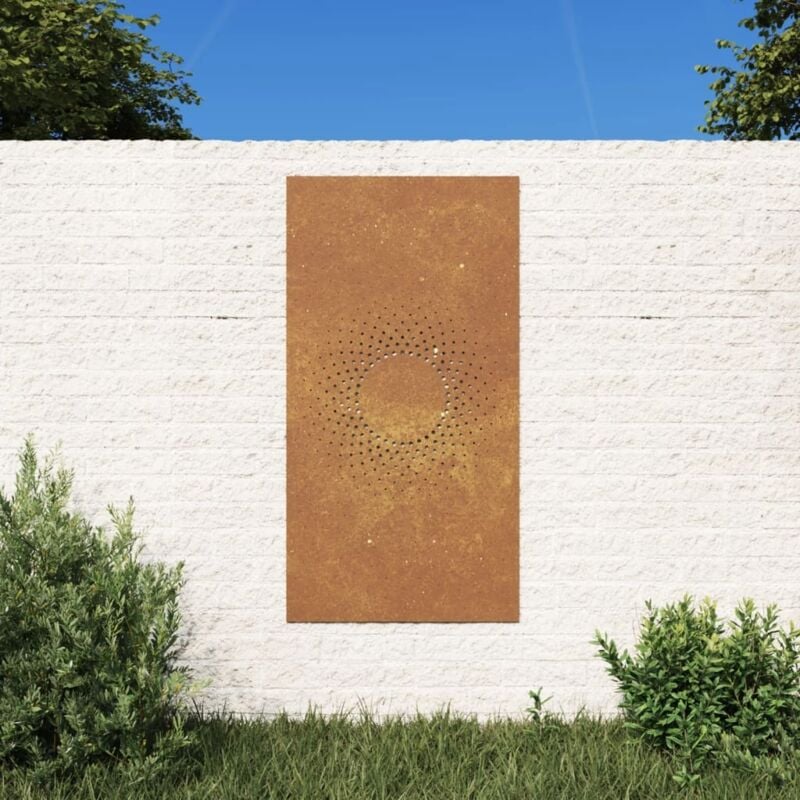 foto del prodotto decorazione muro da giardino 105x55 cm sole in acciaio corten vidaxl