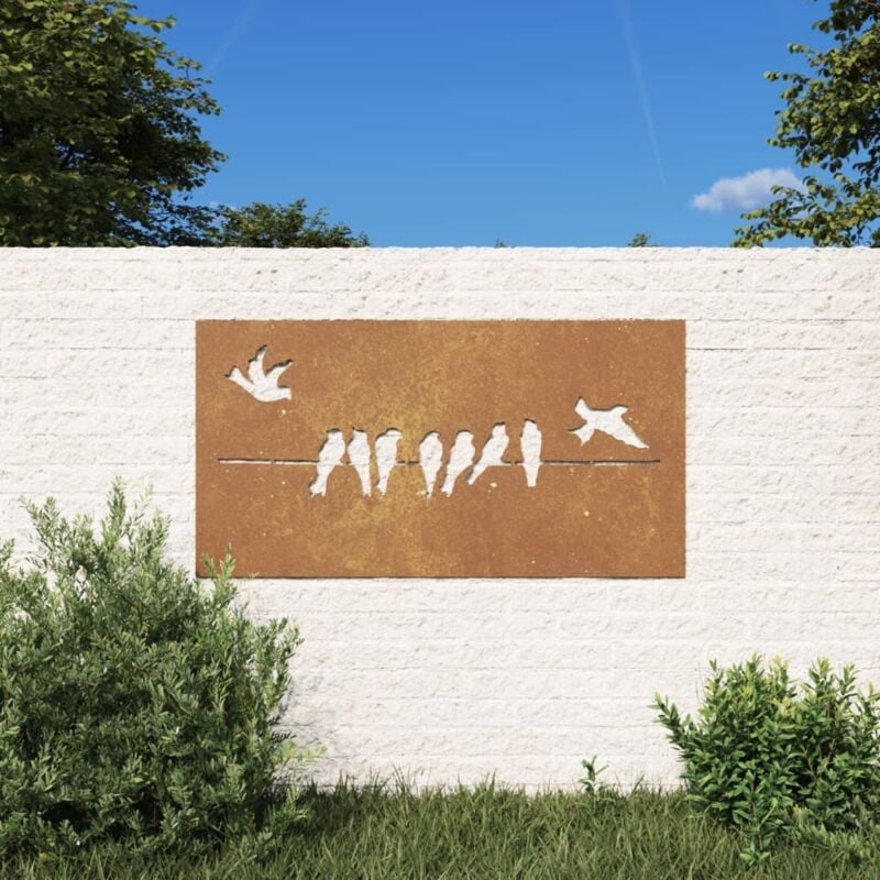 foto del prodotto decorazione muro da giardino 105x55 cm uccello acciaio corten vidaxl