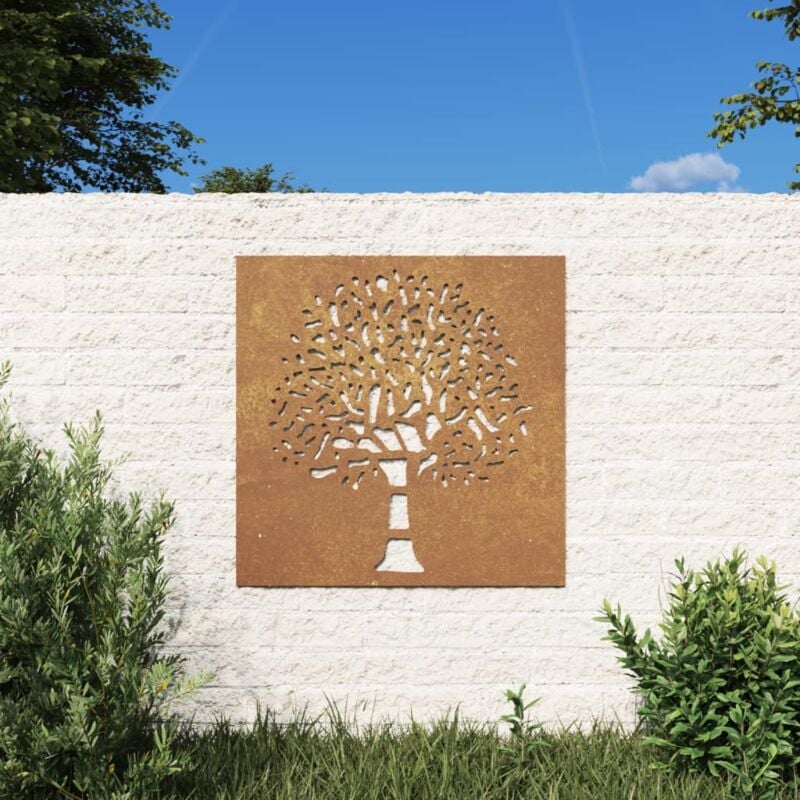 foto del prodotto decorazione muro da giardino 55x55 cm albero in acciaio corten vidaxl