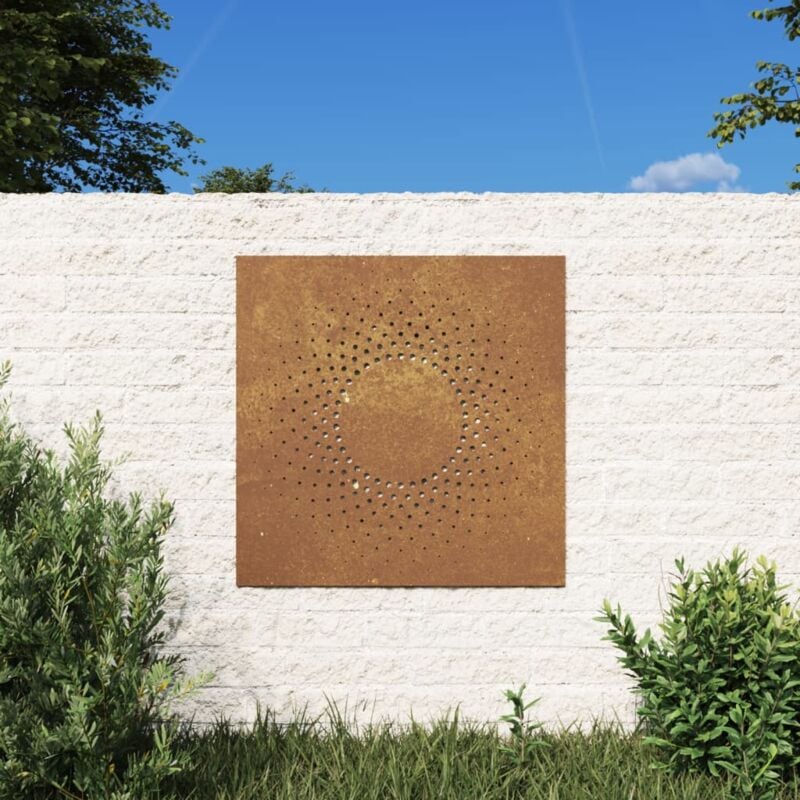 foto del prodotto decorazione muro da giardino 55x55 cm sole in acciaio corten vidaxl