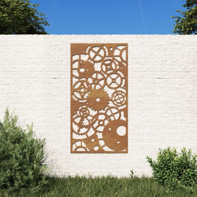 foto del prodotto decorazione muro giardino 105x55 cm ingranaggio acciaio corten vidaxl