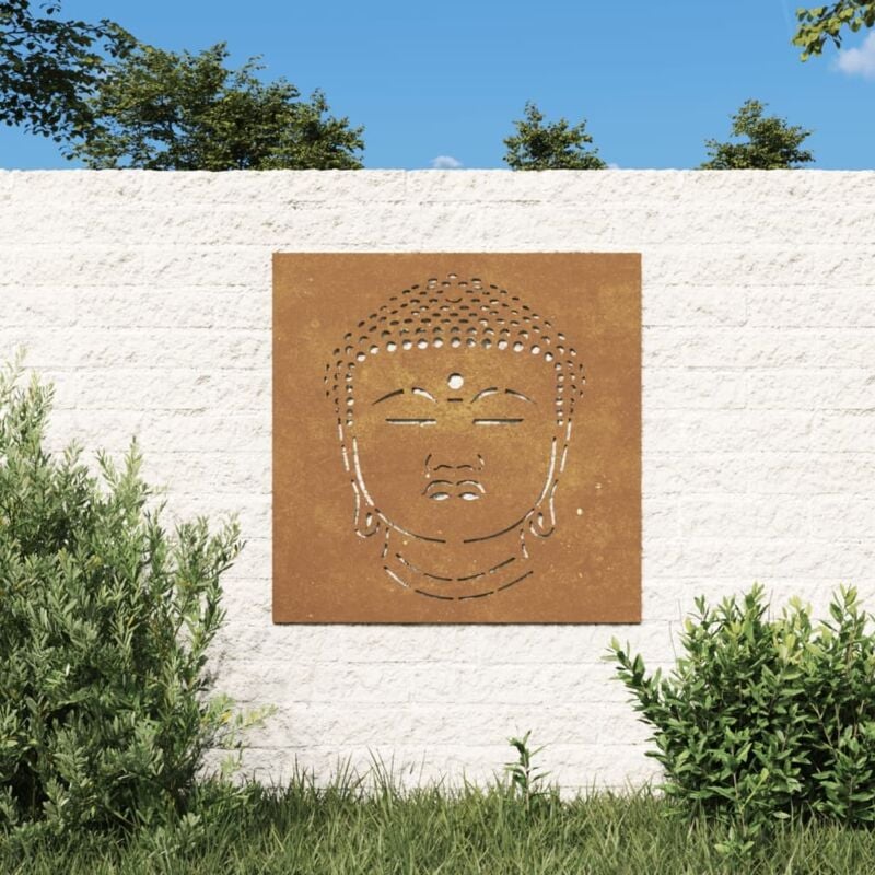 foto del prodotto decorazione muro giardino 55x55 cm testa buddha acciaio corten vidaxl