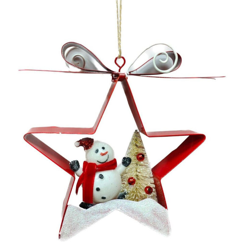 foto del prodotto decorazione natalizia albero di natale appendino pupazzo di neve stella 14.5cm trade shop traesio