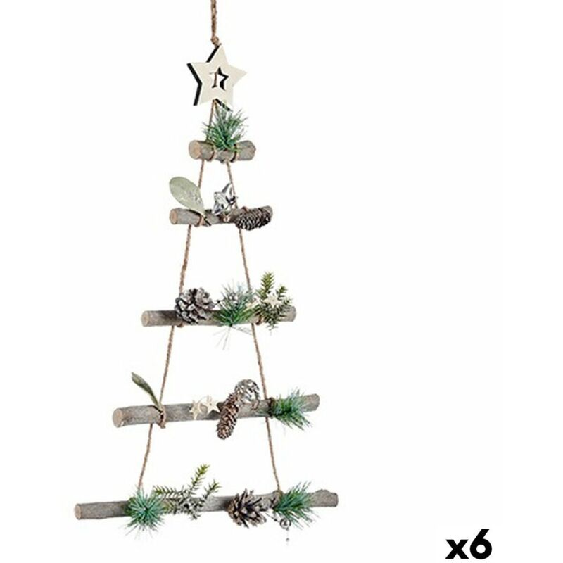 foto del prodotto decorazione natalizia krist 95851 marrone argentato legno plastica albero di natale 34 x 5 x 65 cm 6 unit 