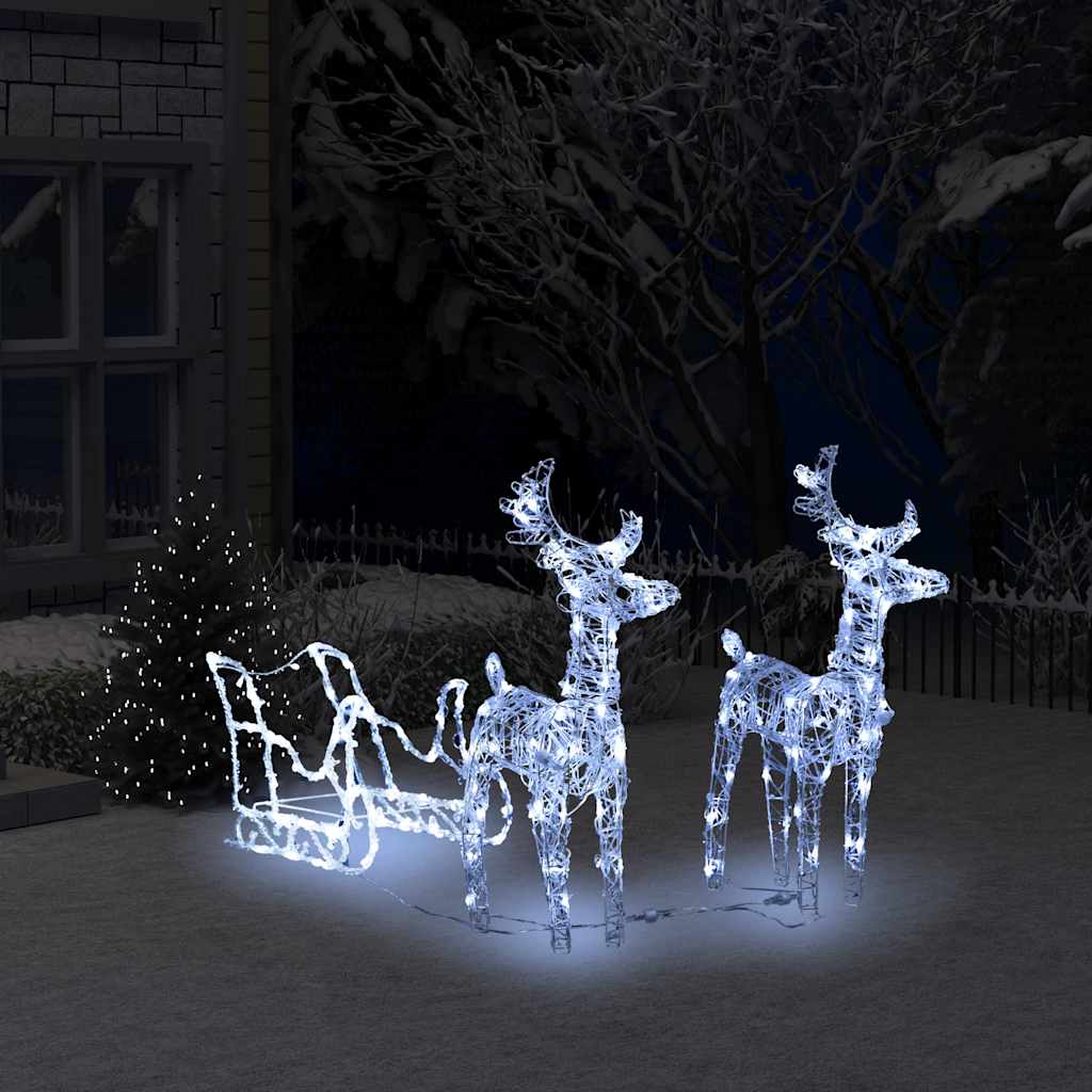 foto del prodotto decorazione natalizia renne e slitta 160 led 130 cm in acrilico cod mxl 42188