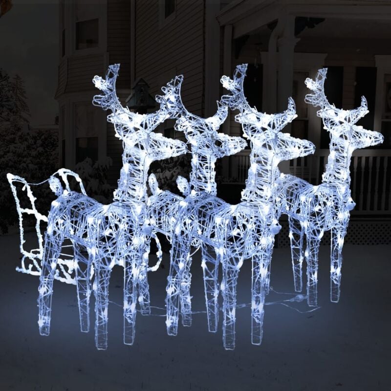 foto del prodotto decorazione natalizia renne e slitta 240 led acrilico