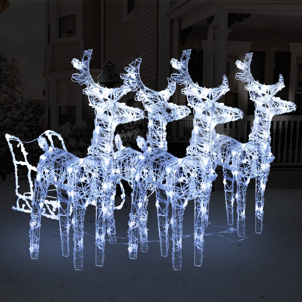 foto del prodotto decorazione natalizia renne e slitta 240 led acrilico cod mxl 42189