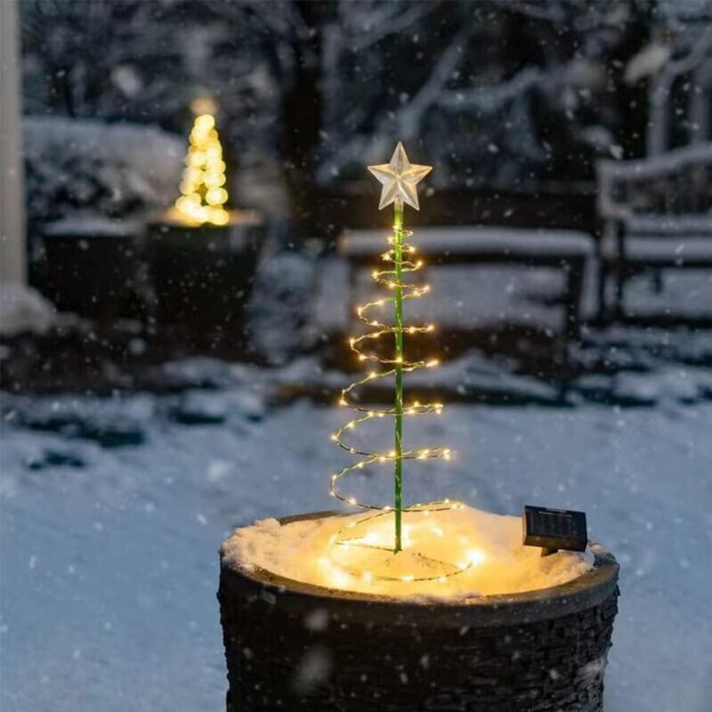 foto del prodotto decorazione natalizia solare per esterni, albero di natale in metallo a led di alta qualit , piccolo albero di natale artificiale con luci a led,
