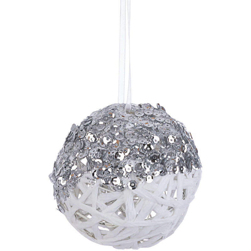 foto del prodotto decorazione palla glitter d.10 bianco/argento