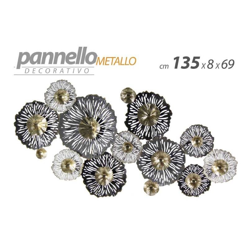 foto del prodotto decorazione pannello a muro quadro in metallo cm 135 x 8 x 69 fiori