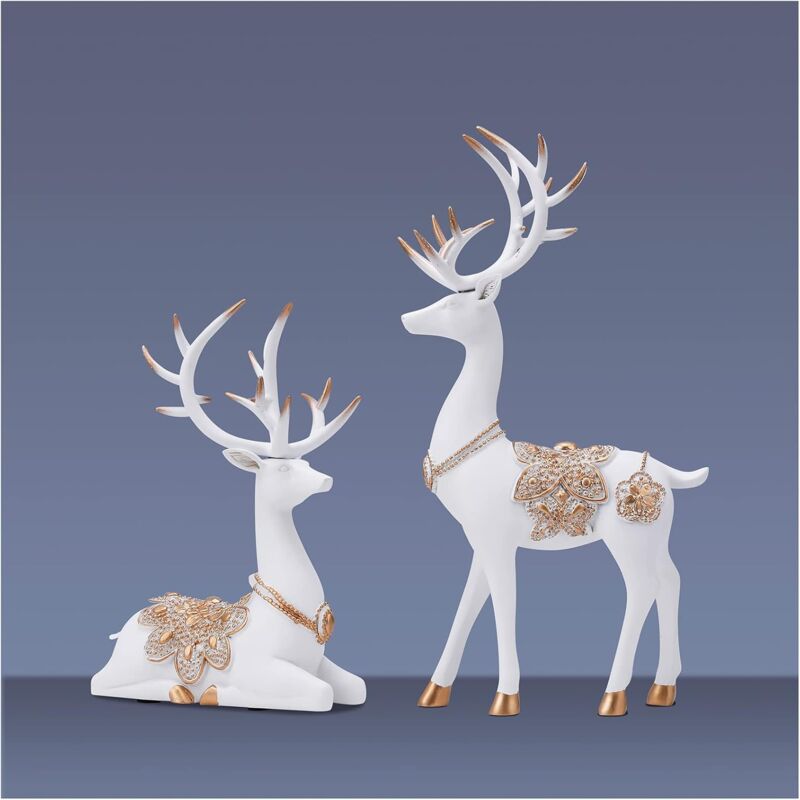 foto del prodotto decorazione per la casa in oro statua di cervo decorazione per tavolino, scultura moderna in resina soggiorno decorazione per la casa, centrotavola per decorazioni natalizie con renne, accesso all'ing