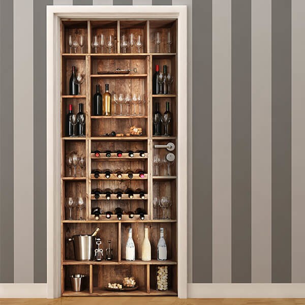 foto del prodotto decorazione per porta autoadesiva facile da applicare 210x83 cm door cover wine
