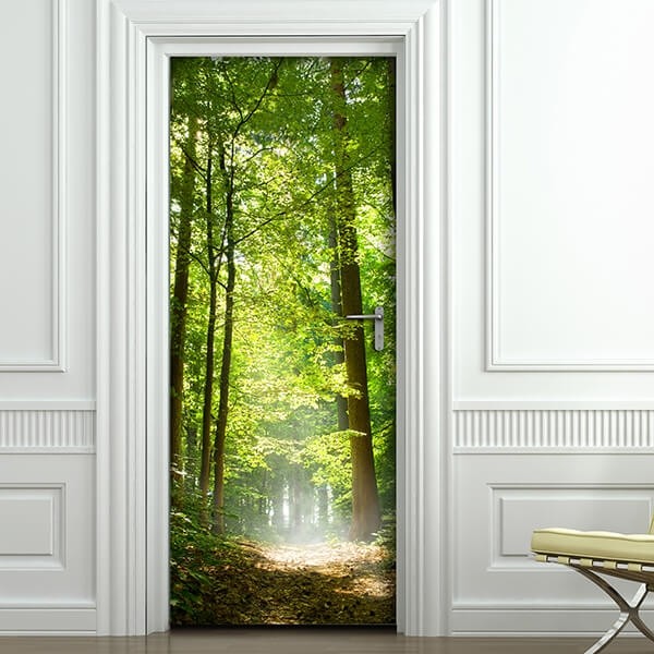 foto del prodotto decorazione per porta autoadesiva facile da applicare 210x83 cm door cover woods