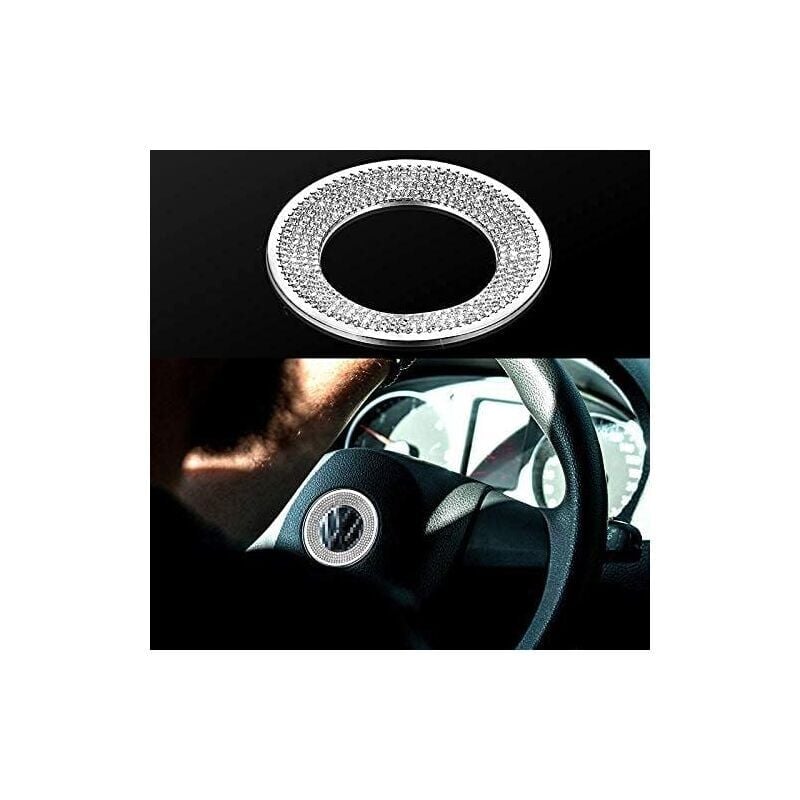 foto del prodotto decorazione per volante auto, accessori interni, logo volante, set di adesivi fai da te con diamanti, adesivi con strass per volante compatibili con