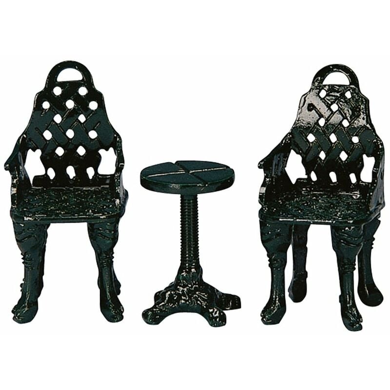 foto del prodotto decorazione set di gruppi di patio di 3 per villaggio di natale e presepe, in metallo da h 2 cm