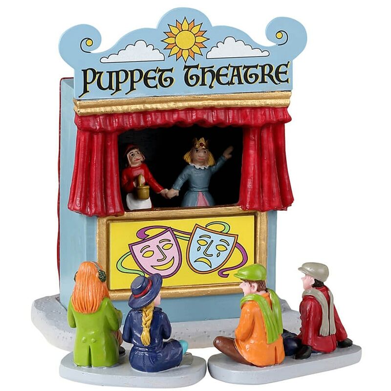 foto del prodotto decorazione set teatrale di marionette di 3 per villaggio di natale e presepe, in resina da h 6,5 cm
