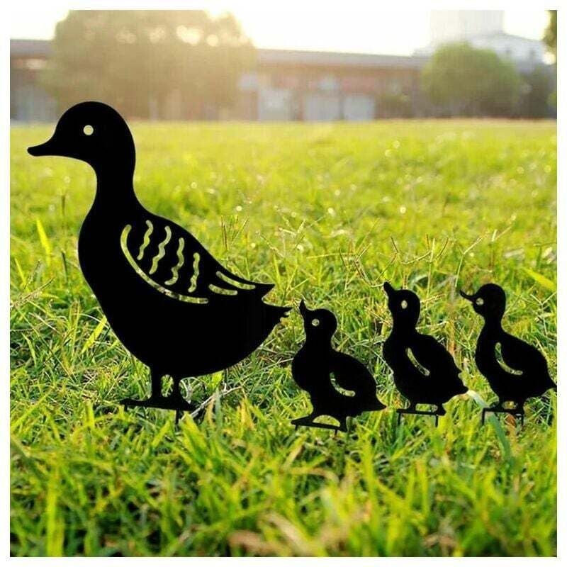 foto del prodotto decorazioni da giardino in metallo per esterni, statuette in metallo a forma di anatra, decorazioni per prato, vialetto e marciapiede, stile retr 