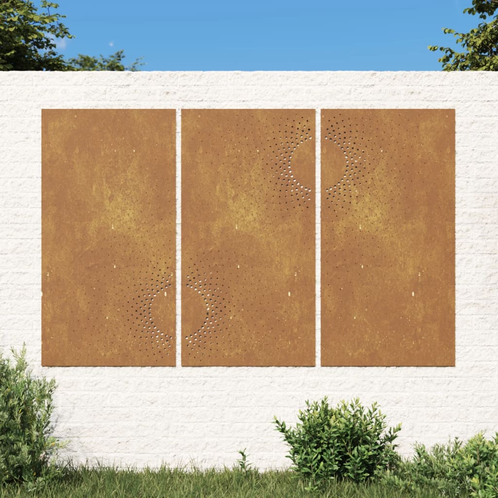 foto del prodotto decorazioni muro da giardino 3 pz 105x55 cm sole acciaio cortencod mxl 106718