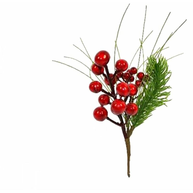 foto del prodotto decorazioni natalizie addobbi per albero di natale pick con foglia bacche rosse regalo ghirlande casa negozi vetrine cm 19 pezzi 6 pezzi