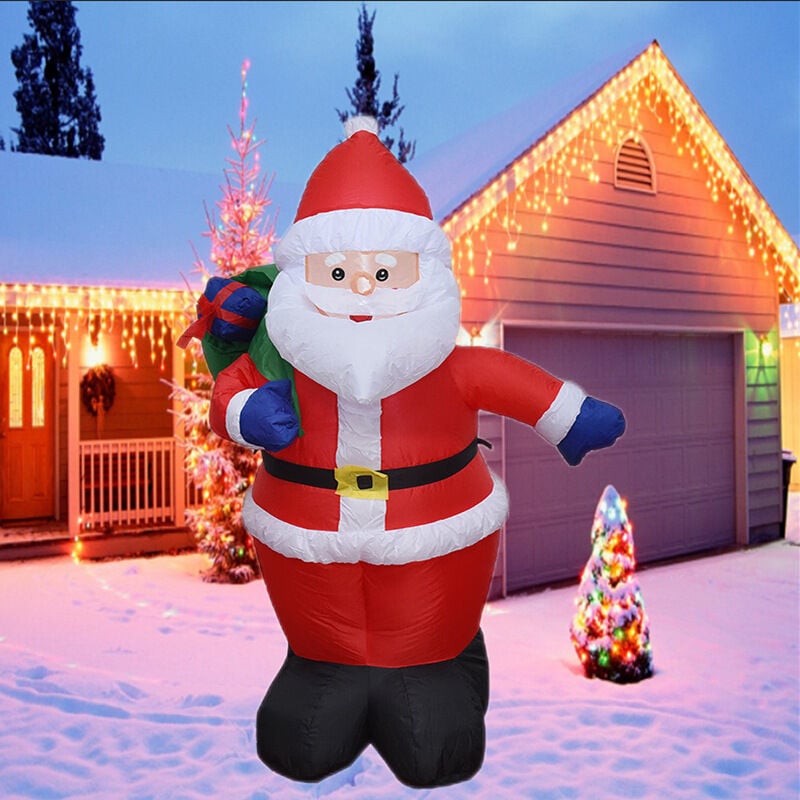 foto del prodotto decorazioni natalizie gonfiabili da esterno da 4 piedi - babbo natale gonfiabile con sacchetto regalo - decorazione con luce led integrata per giardino, prato, veranda, festa di natale