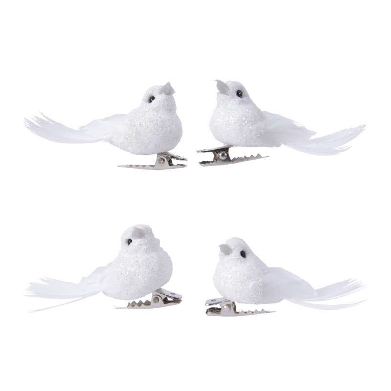 foto del prodotto decoro natale uccellino con clip bianco