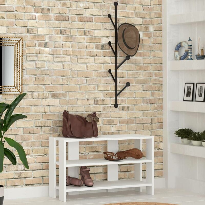 foto del prodotto decortie - ingresso scarpiera portascarpe 3 ripiani con appendiabiti parete moderno bianco