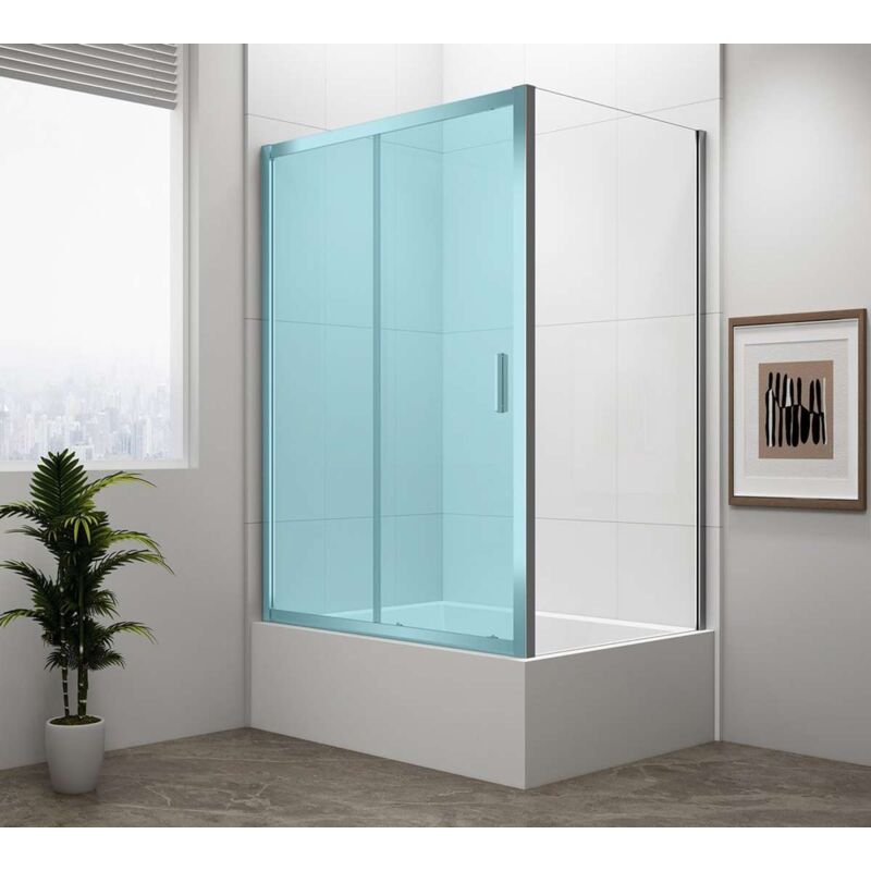 foto del prodotto deep parete doccia 90 cm, alluminio lucido vetro trasparente md3316 polysan