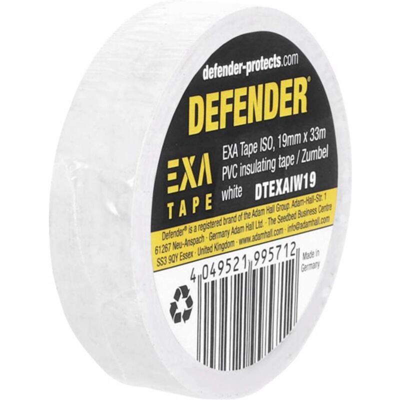 foto del prodotto defender by adam hall exa tape dtexaiw19 nastro isolante bianco l x l 33 m x 19 mm 1 pz.