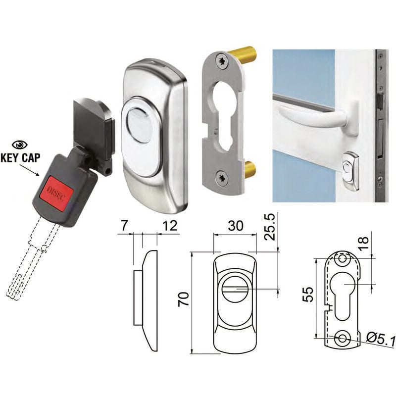 foto del prodotto defender magnetico per cilindro sagomato acciaio inox satinato mgsg15 disec