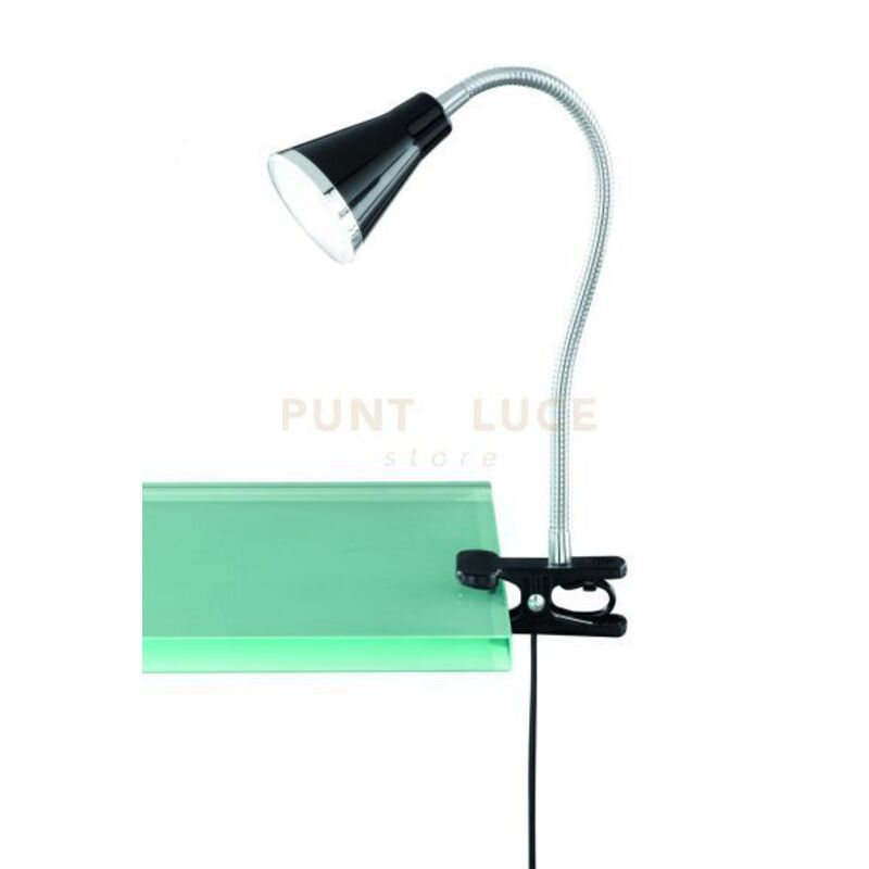 foto del prodotto defibrico arras lampada con pinza led c flex nera cm47cm led 4w 400lm 3000k