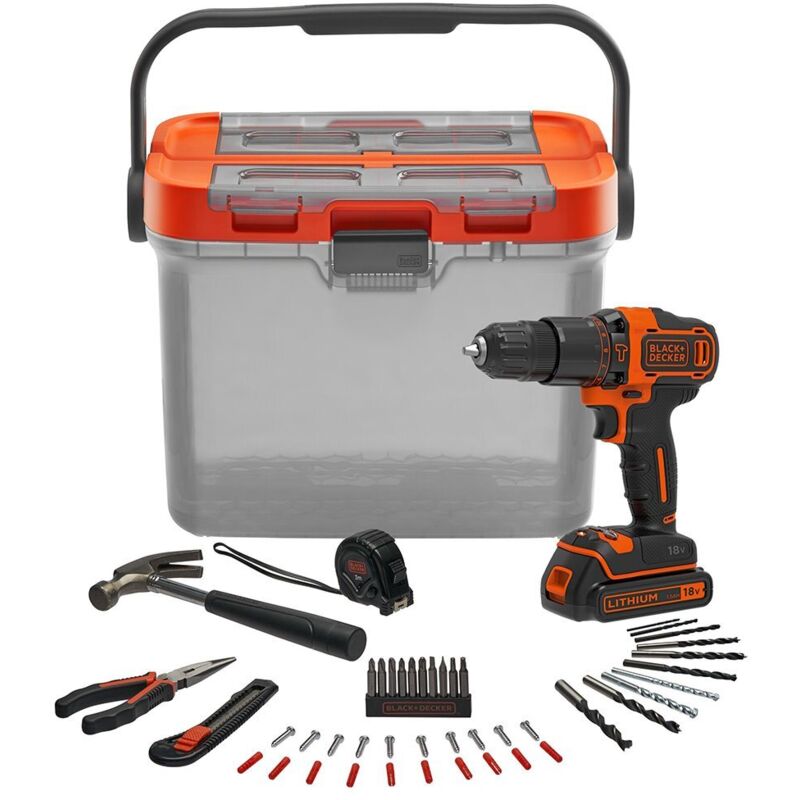 foto del prodotto defibrico - brico black decker kit con trapano a percussione 18v e accessori bcksb05-qw